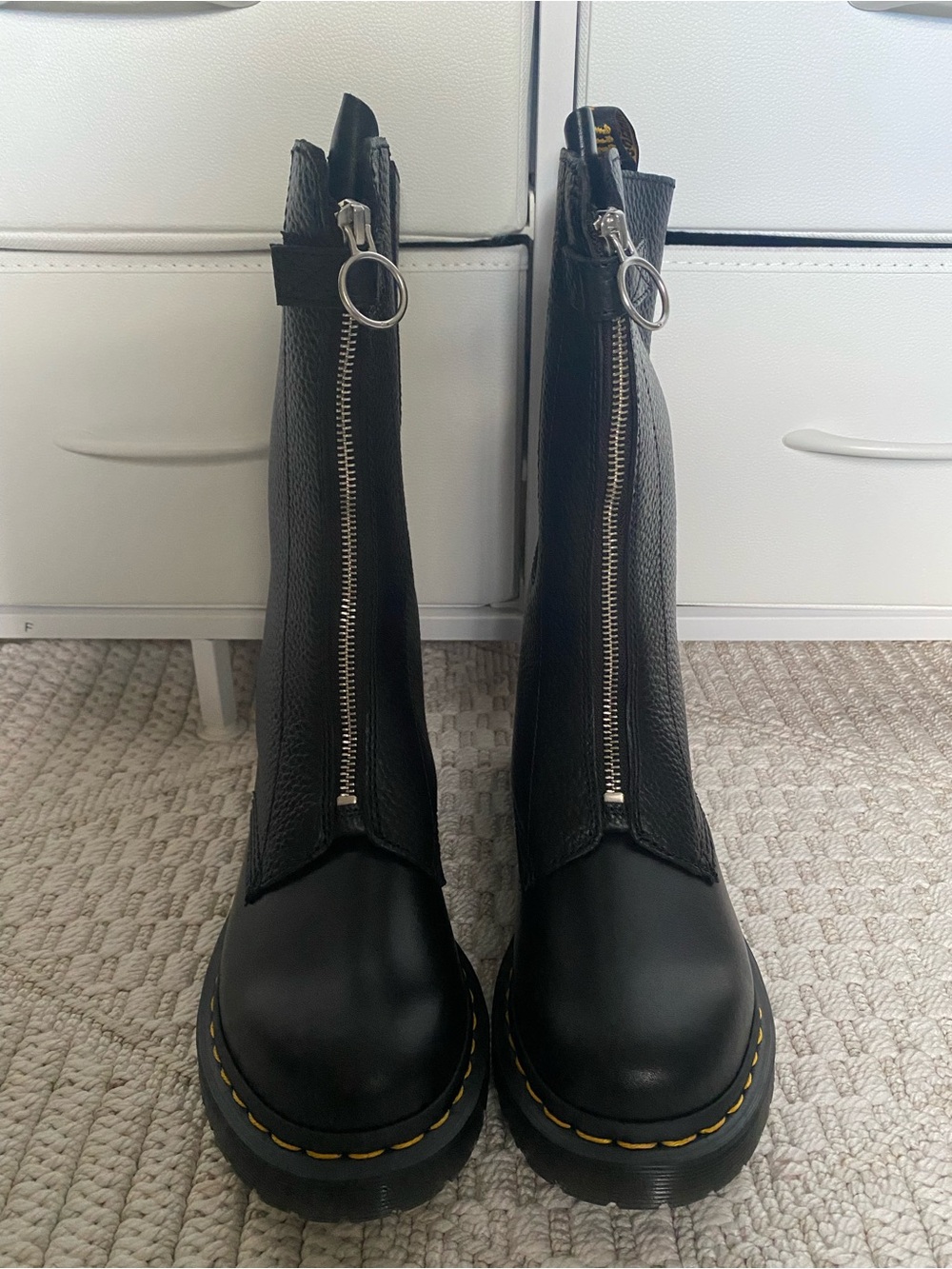Dr. Martens Black Front-Zip Chunky Combat Boots